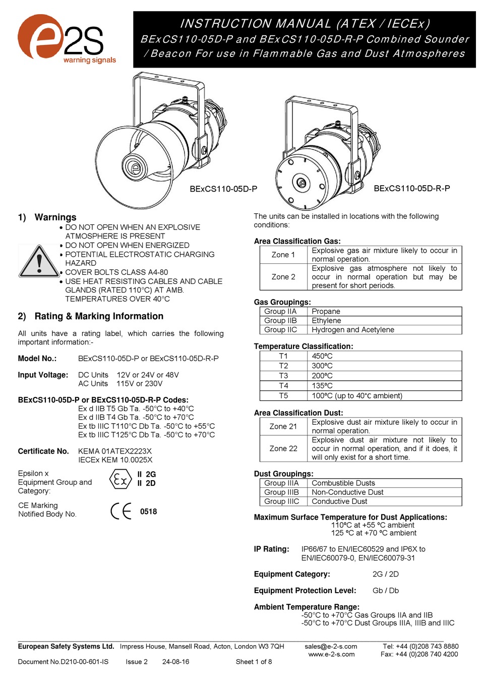 E2S BEXCS110-05D-PDC012 INSTRUCTION MANUAL Pdf Download | ManualsLib