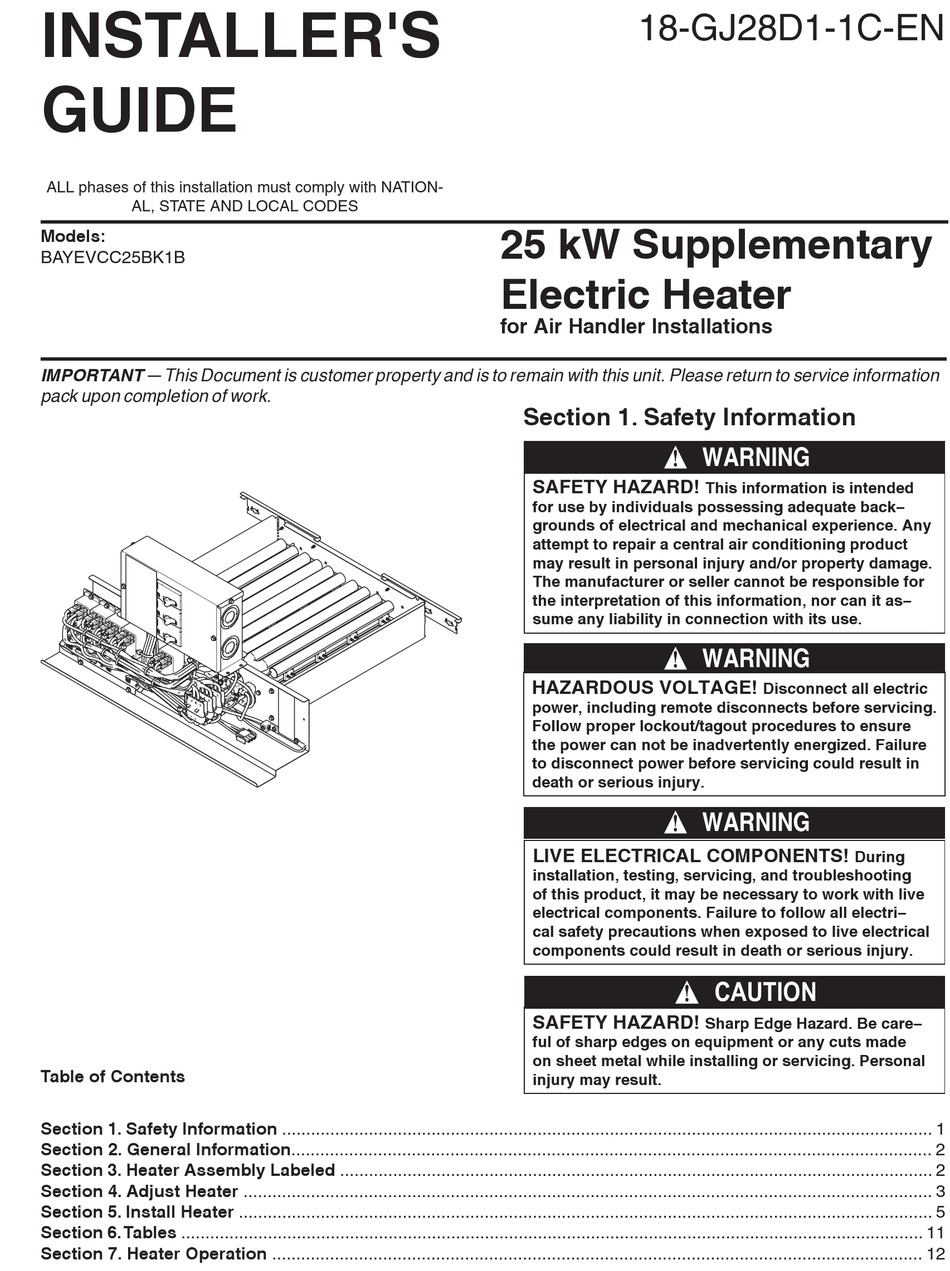 TRANE BAYEVCC25BK1 INSTALLER'S MANUAL Pdf Download | ManualsLib