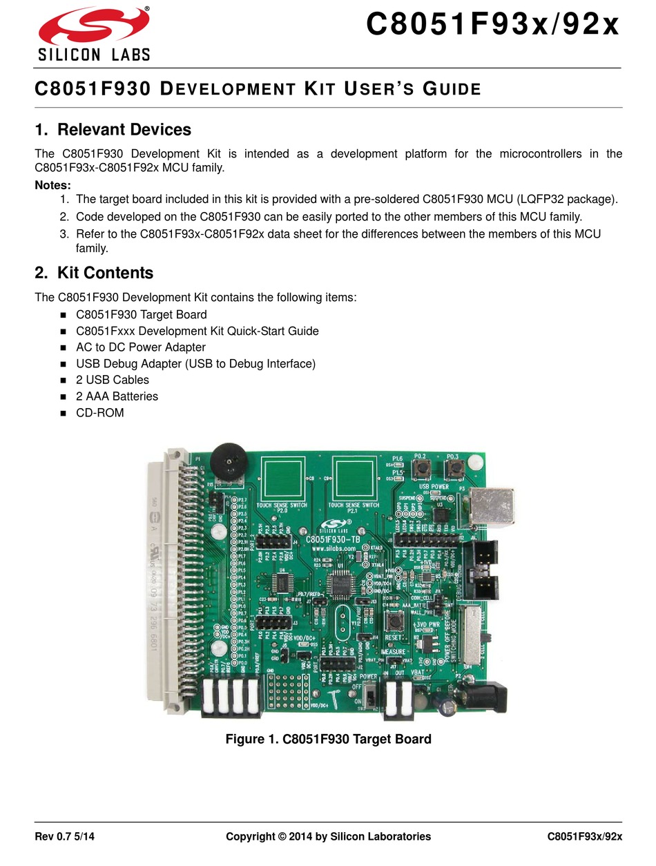 SILICON LABORATORIES C8051F93 SERIES USER MANUAL Pdf Download | ManualsLib