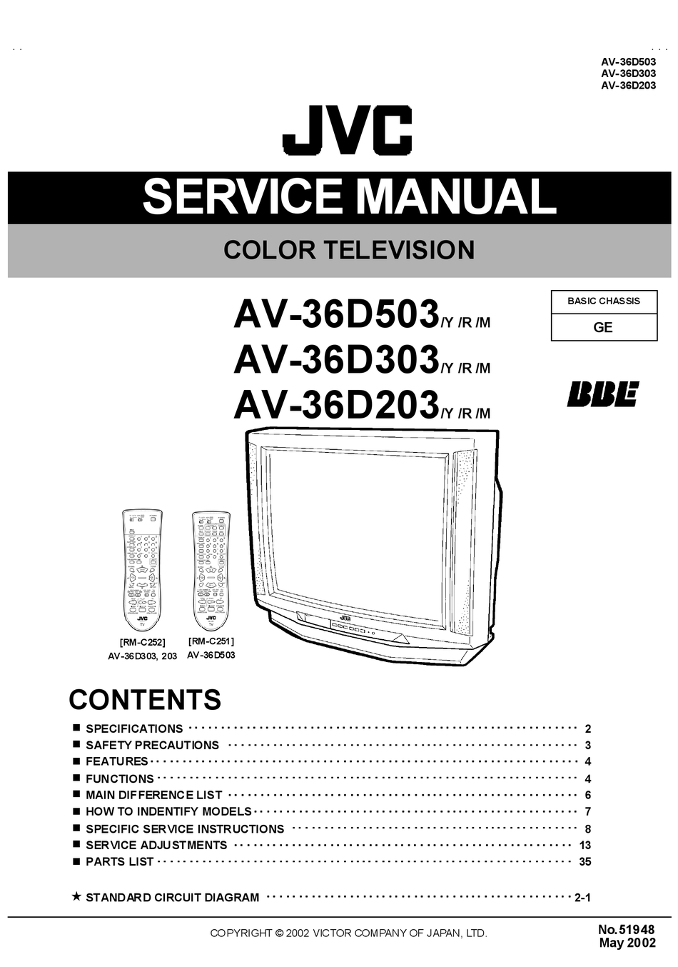 JVS BBE AV-36D503 SERVICE MANUAL Pdf Download | ManualsLib