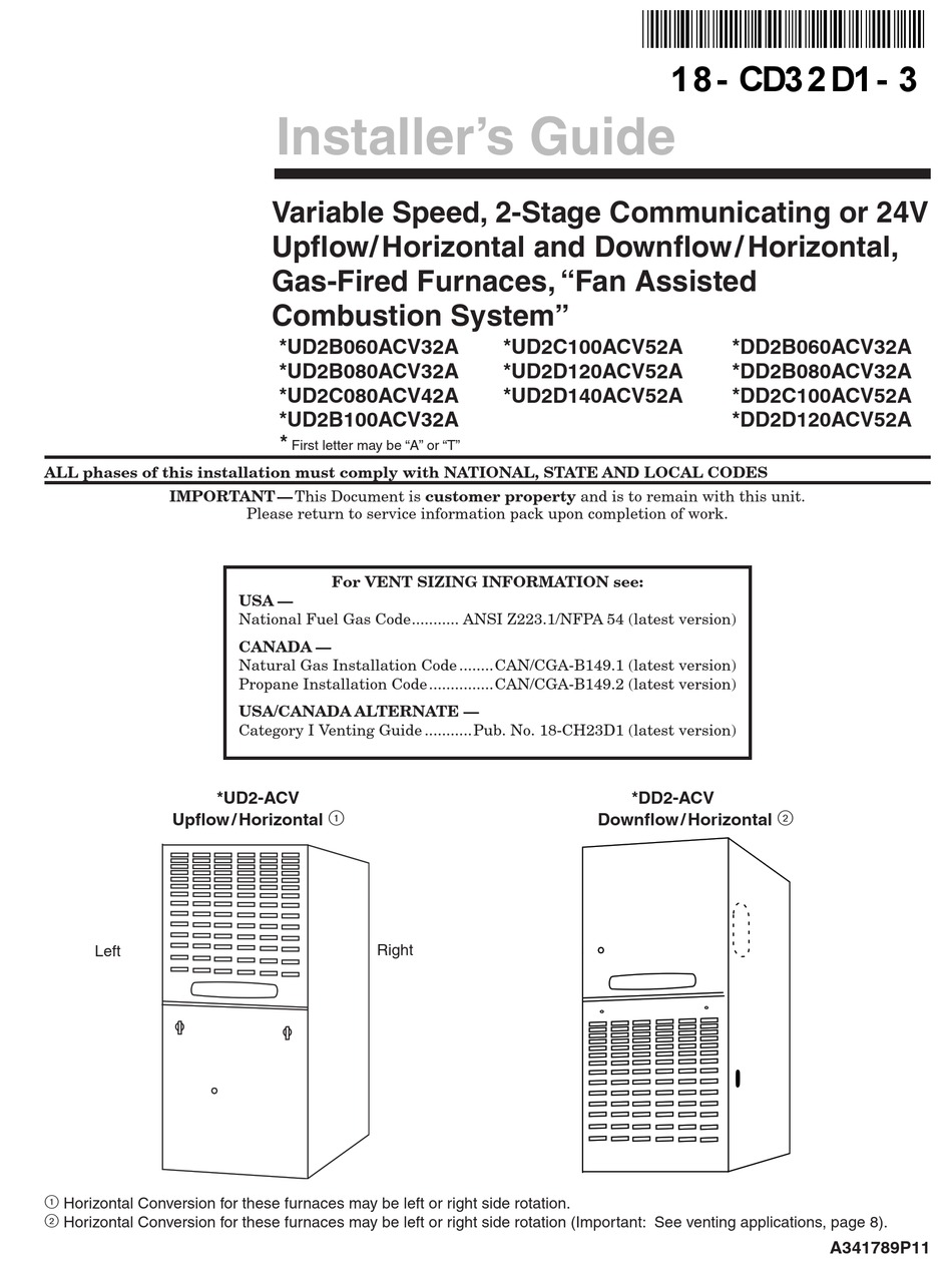 TRANE UD2B060ACV32A SERIES INSTALLER'S MANUAL Pdf Download | ManualsLib