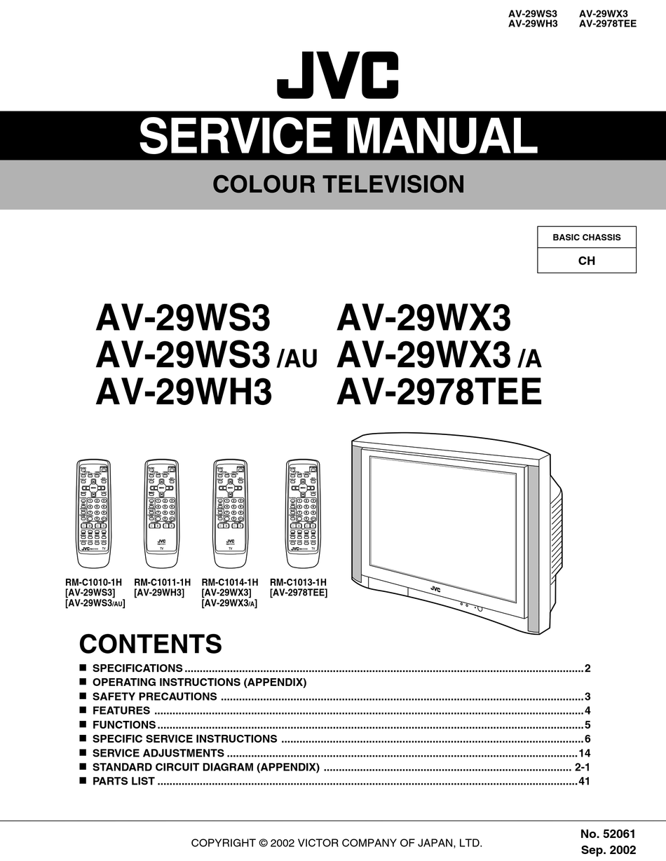 JVC AV-29WS3 SERVICE MANUAL Pdf Download | ManualsLib