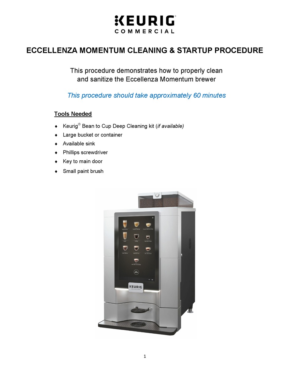 KEURIG ECCELLENZA MOMENTUM MANUAL Pdf Download ManualsLib