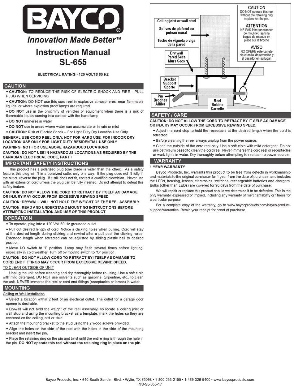 BAYCO SL-655 INSTRUCTION MANUAL Pdf Download | ManualsLib