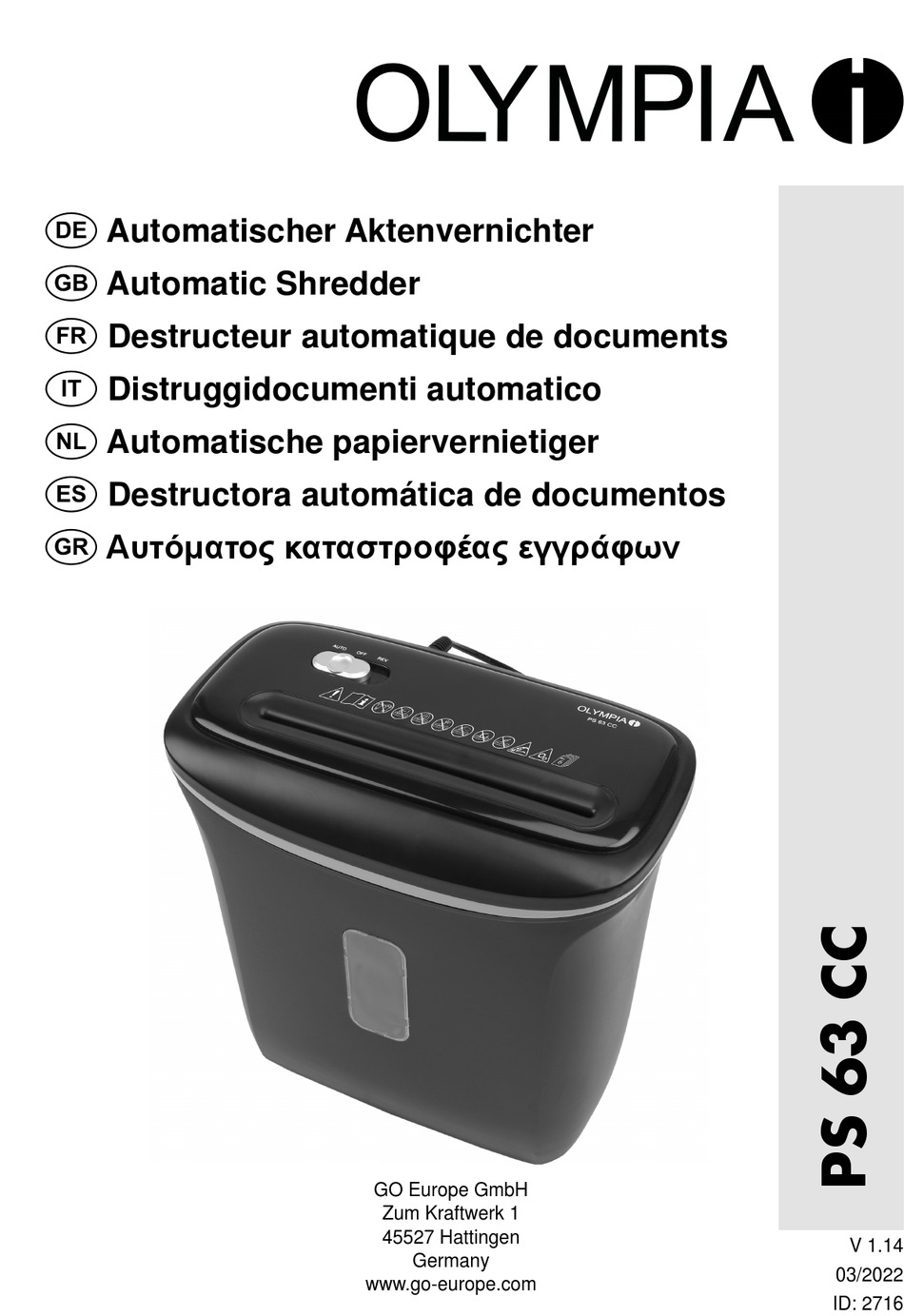 OLYMPIA PS 63 CC MANUAL Pdf Download ManualsLib