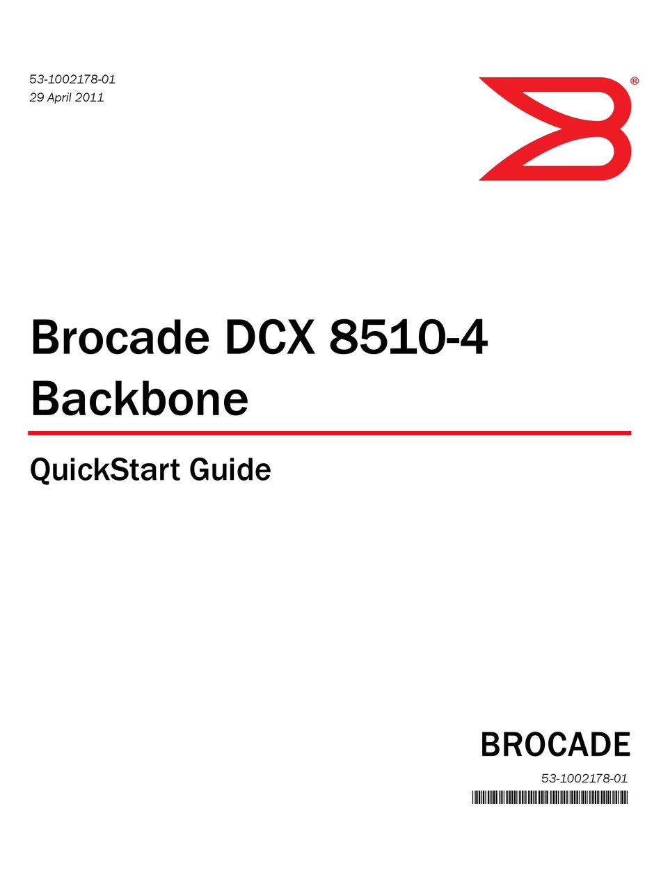 BROCADE COMMUNICATIONS SYSTEMS DCX 8510-4 BACKBONE QUICK START MANUAL ...