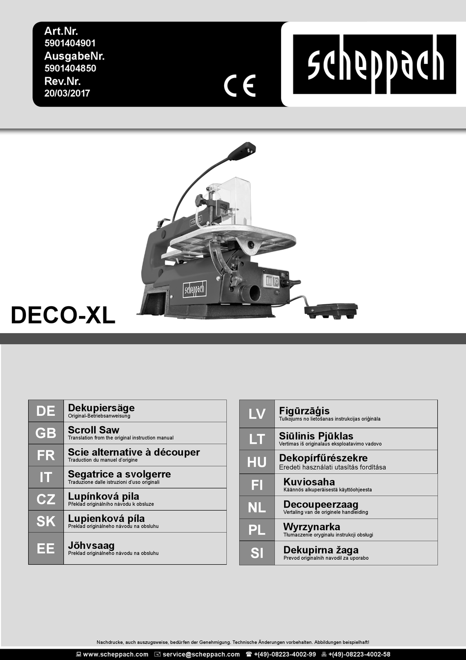 Scheppach Deco Xl Translation From The Original Instruction Manual Pdf Download Manualslib 0476