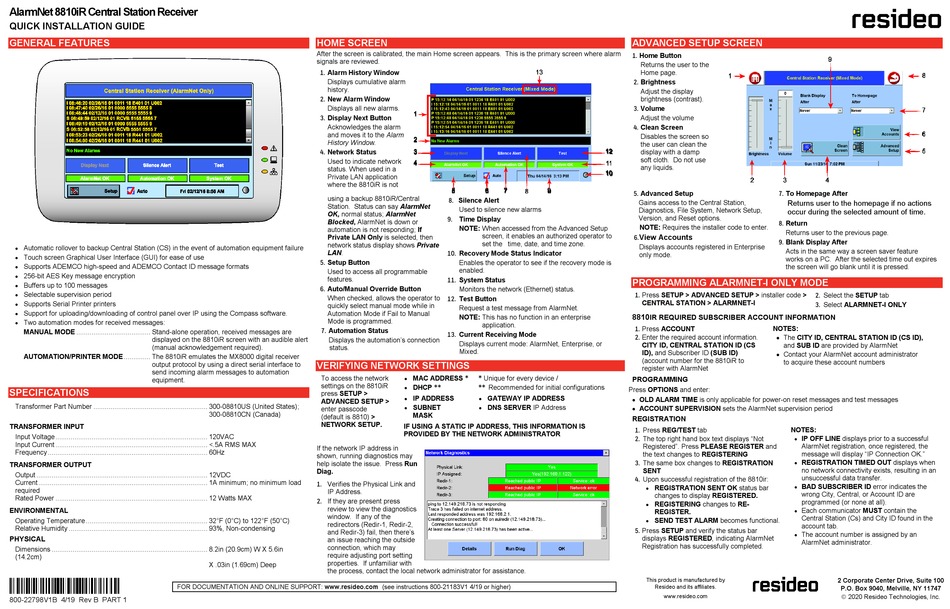 RESIDEO 8810IR QUICK INSTALLATION MANUAL Pdf Download ManualsLib