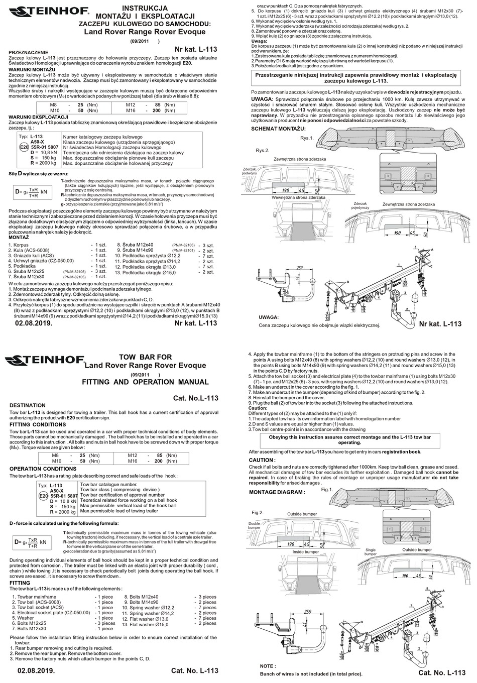 STEINHOF L 113 FITTING AND OPERATION MANUAL Pdf Download ManualsLib