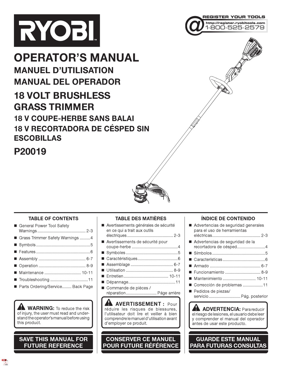 RYOBI P20019 OPERATOR S MANUAL Pdf Download ManualsLib   1 P20019 