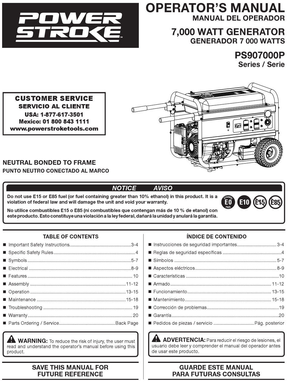 POWER STROKE PS907000P SERIES OPERATOR'S MANUAL Pdf Download ManualsLib