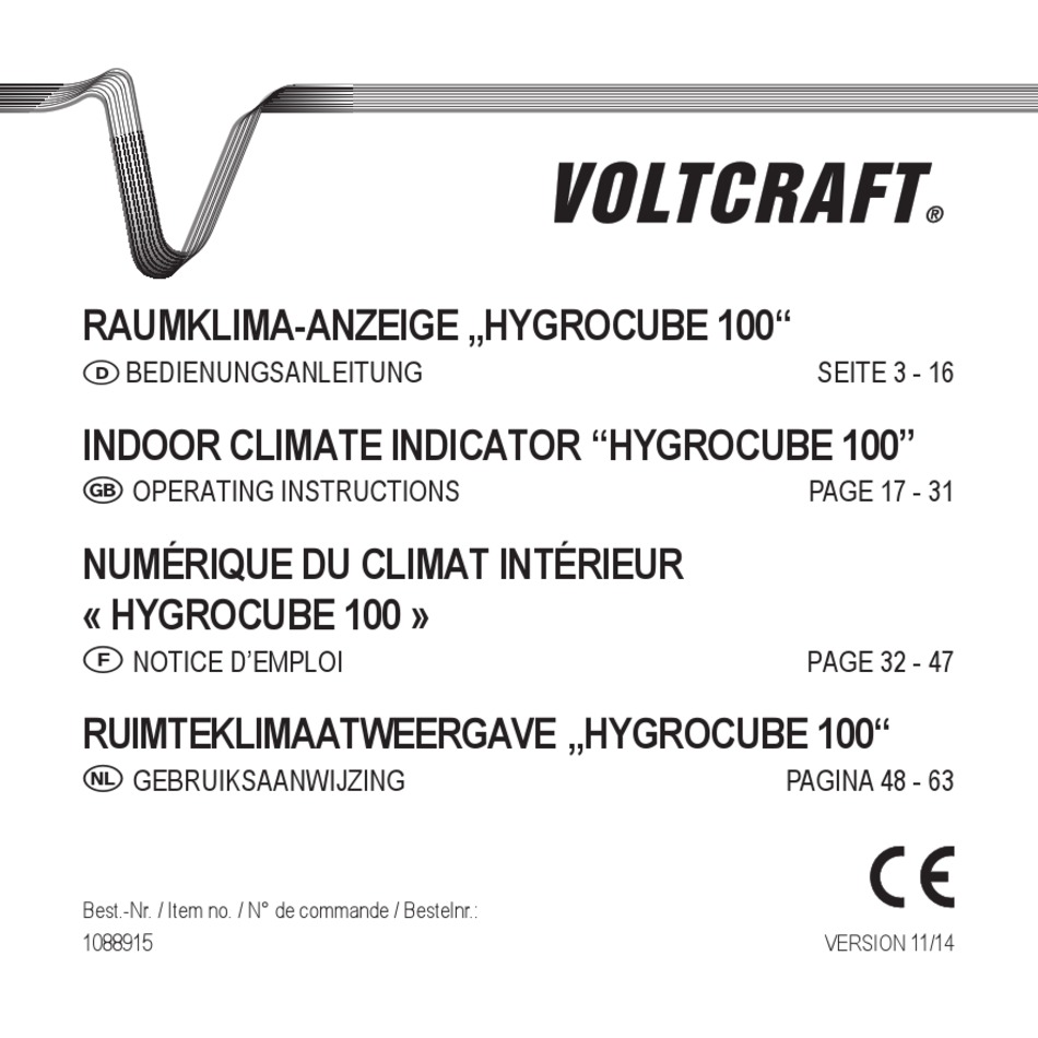 VOLTCRAFT HYGROCUBE 100 OPERATING INSTRUCTIONS MANUAL Pdf Download ...