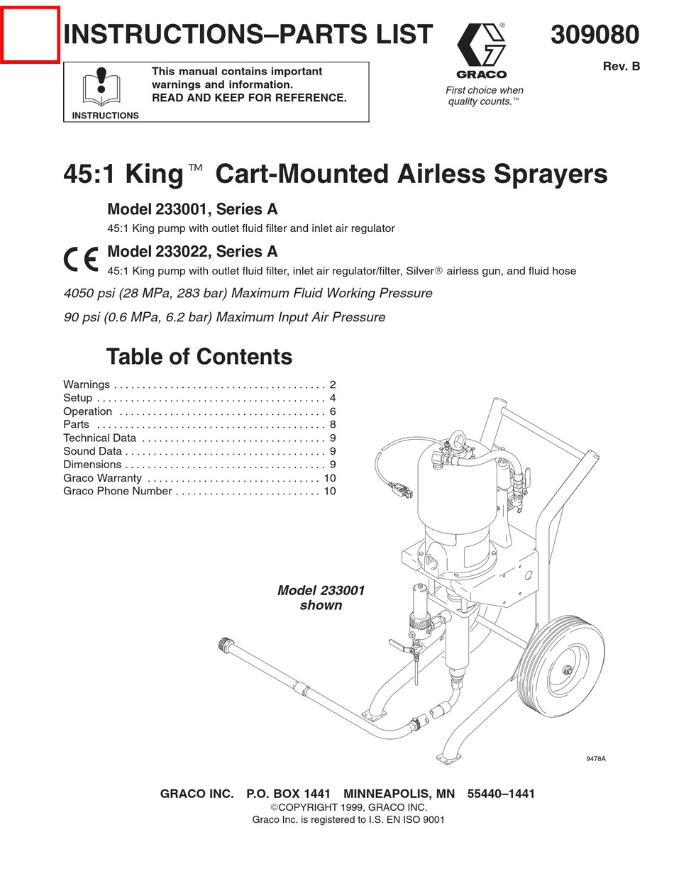 GRACO 233001 INSTRUCTIONS-PARTS LIST MANUAL Pdf Download | ManualsLib