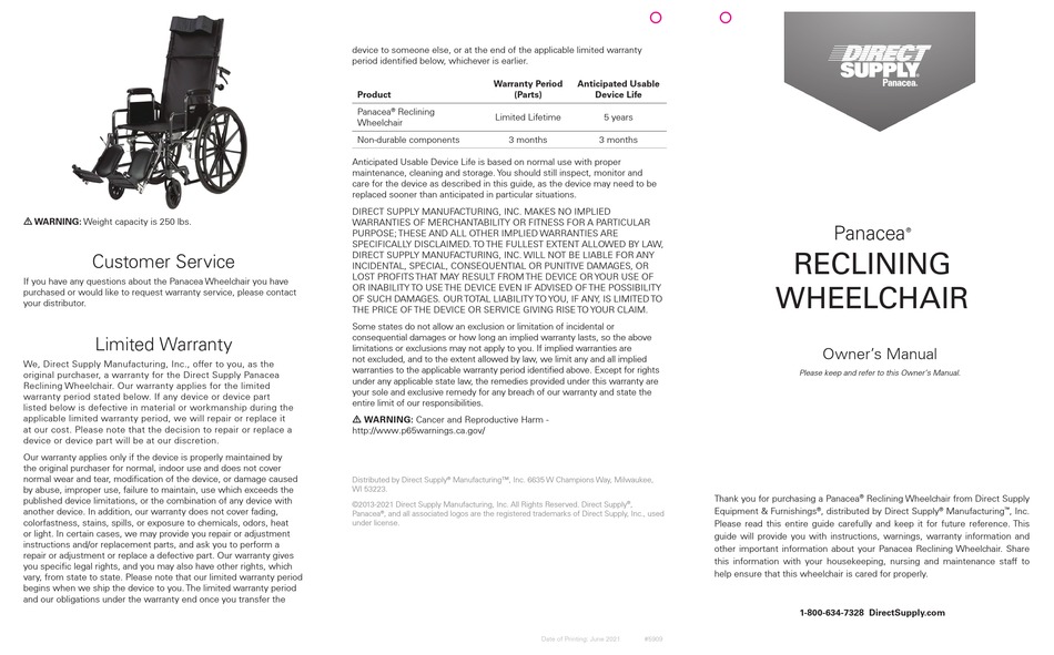 DIRECT SUPPLY PANACEA OWNER'S MANUAL Pdf Download ManualsLib