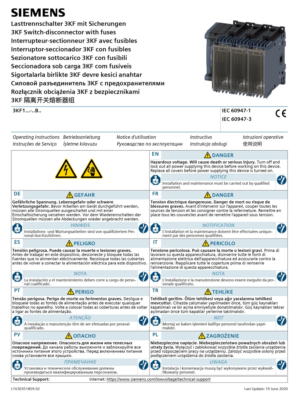 SIEMENS 3KF1-B SERIES OPERATING INSTRUCTIONS MANUAL Pdf Download ...