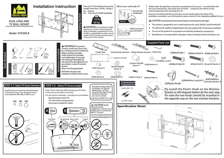 FORGING MOUNT HY9399-B INSTALLATION INSTRUCTION Pdf Download | ManualsLib