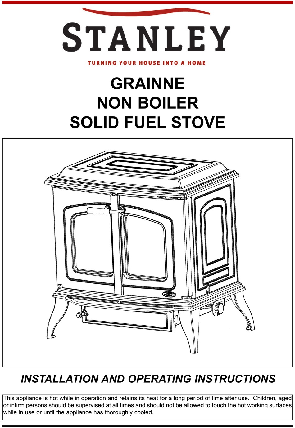 STANLEY GRAINNE INSTALLATION AND OPERATING INSTRUCTIONS MANUAL Pdf