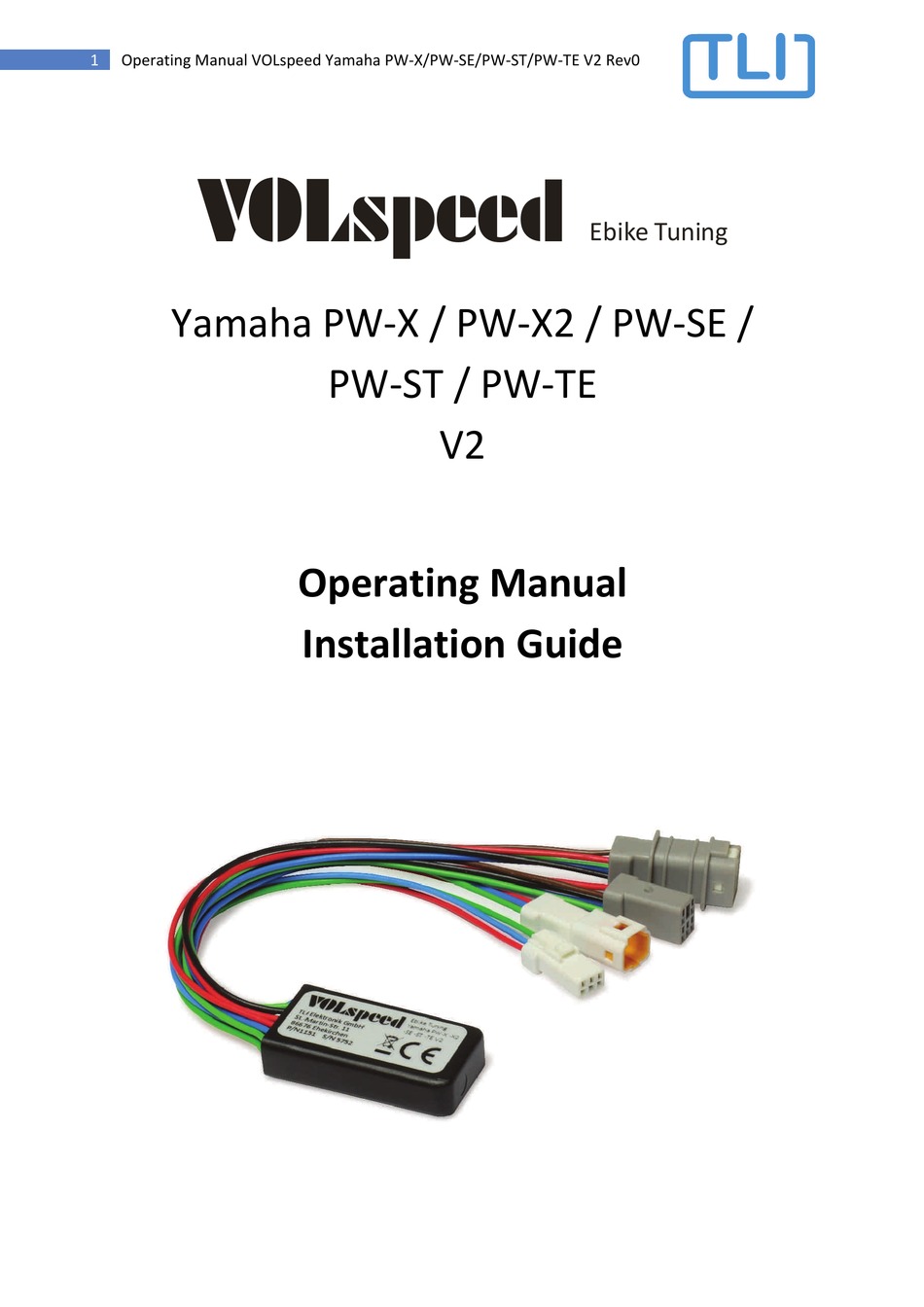 TLI ELEKTRONIK VOLSPEED EBIKE TUNING OPERATING MANUAL Pdf Download