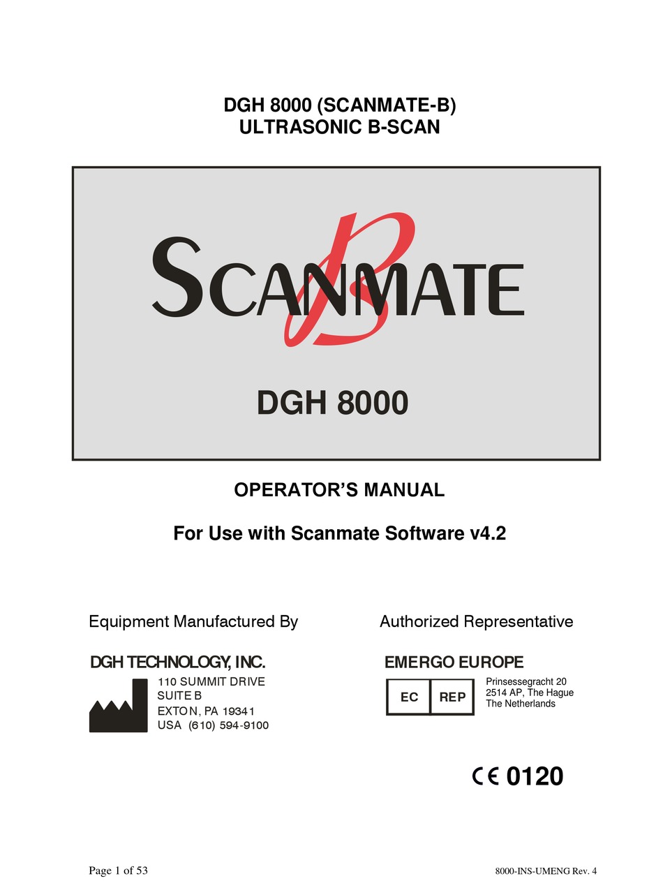 DGH TECHNOLOGY SCANMATE-B DGH 8000 OPERATOR'S MANUAL Pdf Download ...