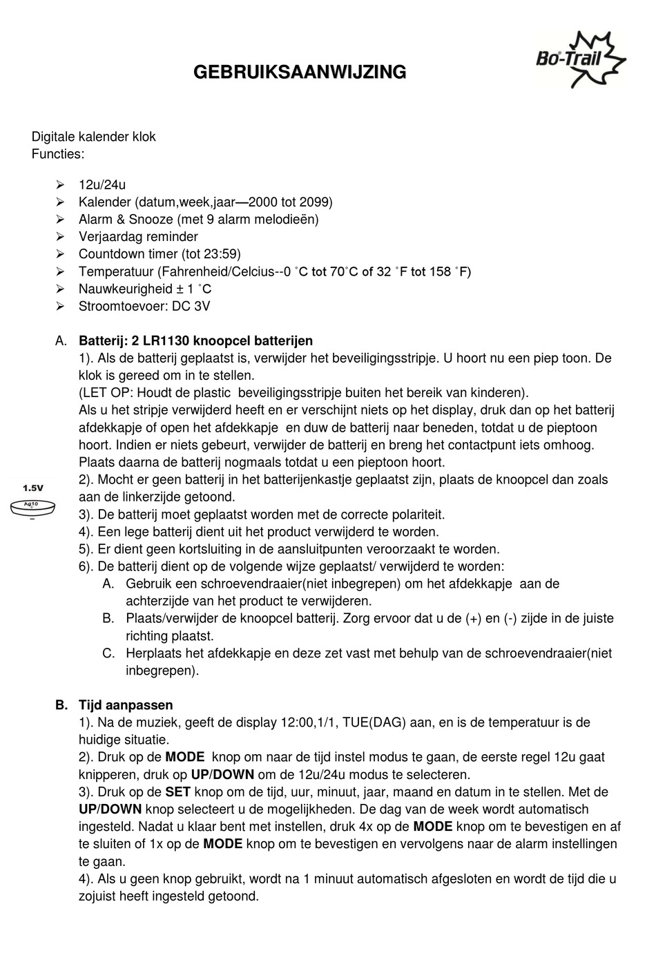Bo trail 5330015 user manual pdf download manualslib