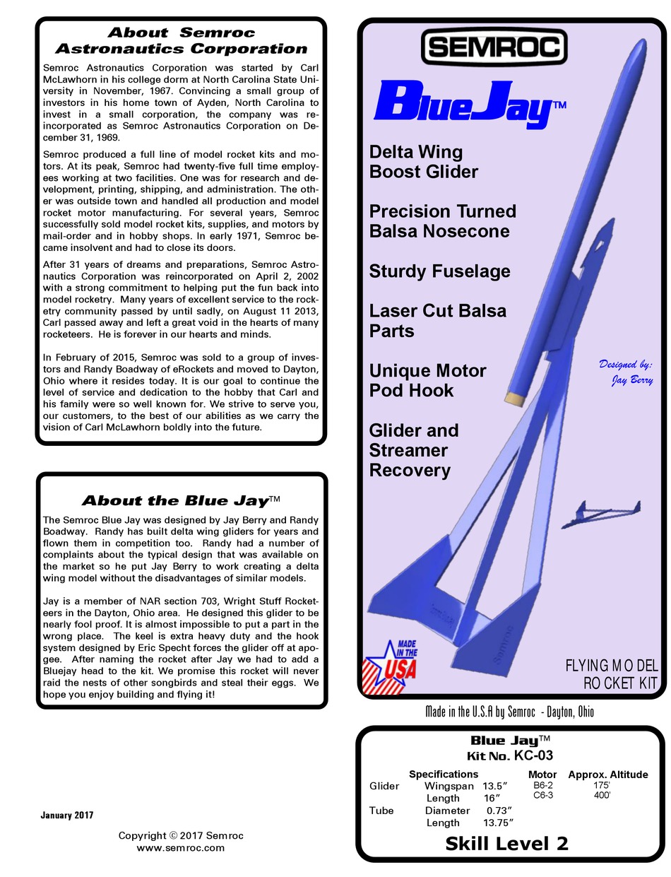 SEMROC BLUEJAY KC03 INSTRUCTIONS MANUAL Pdf Download ManualsLib