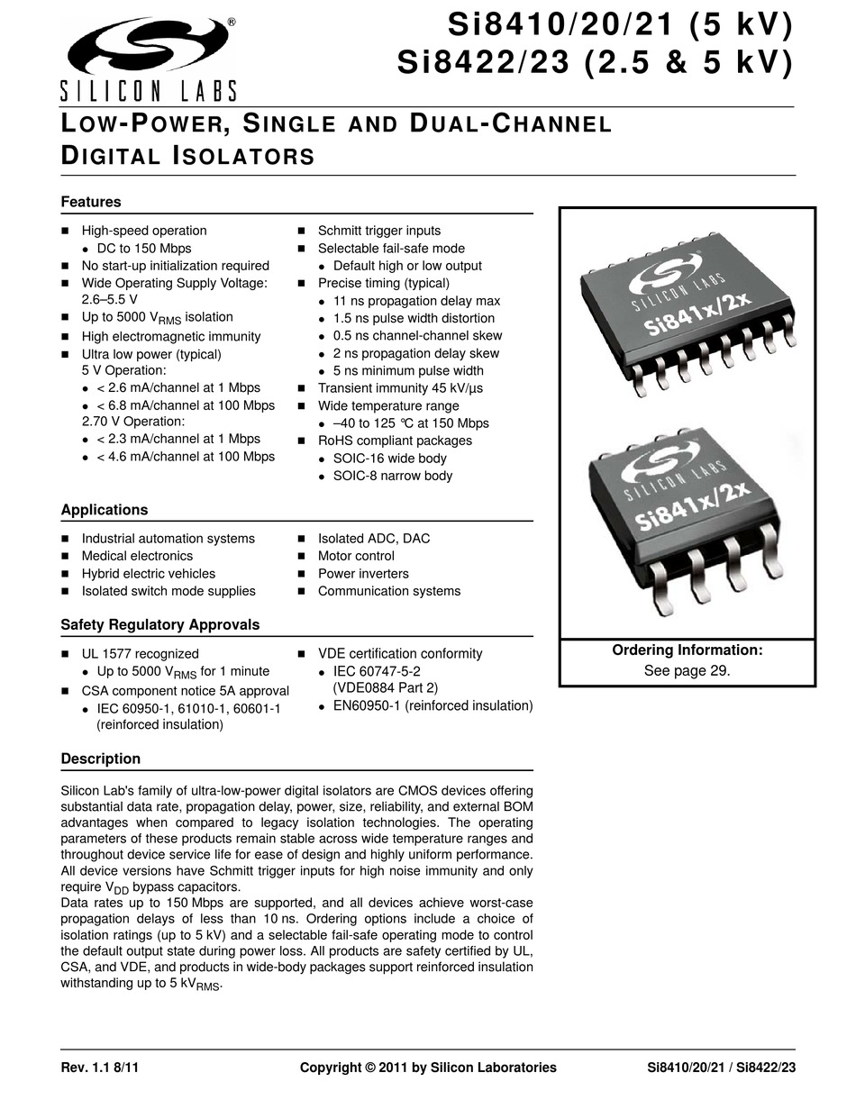 SILICON LABORATORIES SI8410 MANUAL Pdf Download | ManualsLib