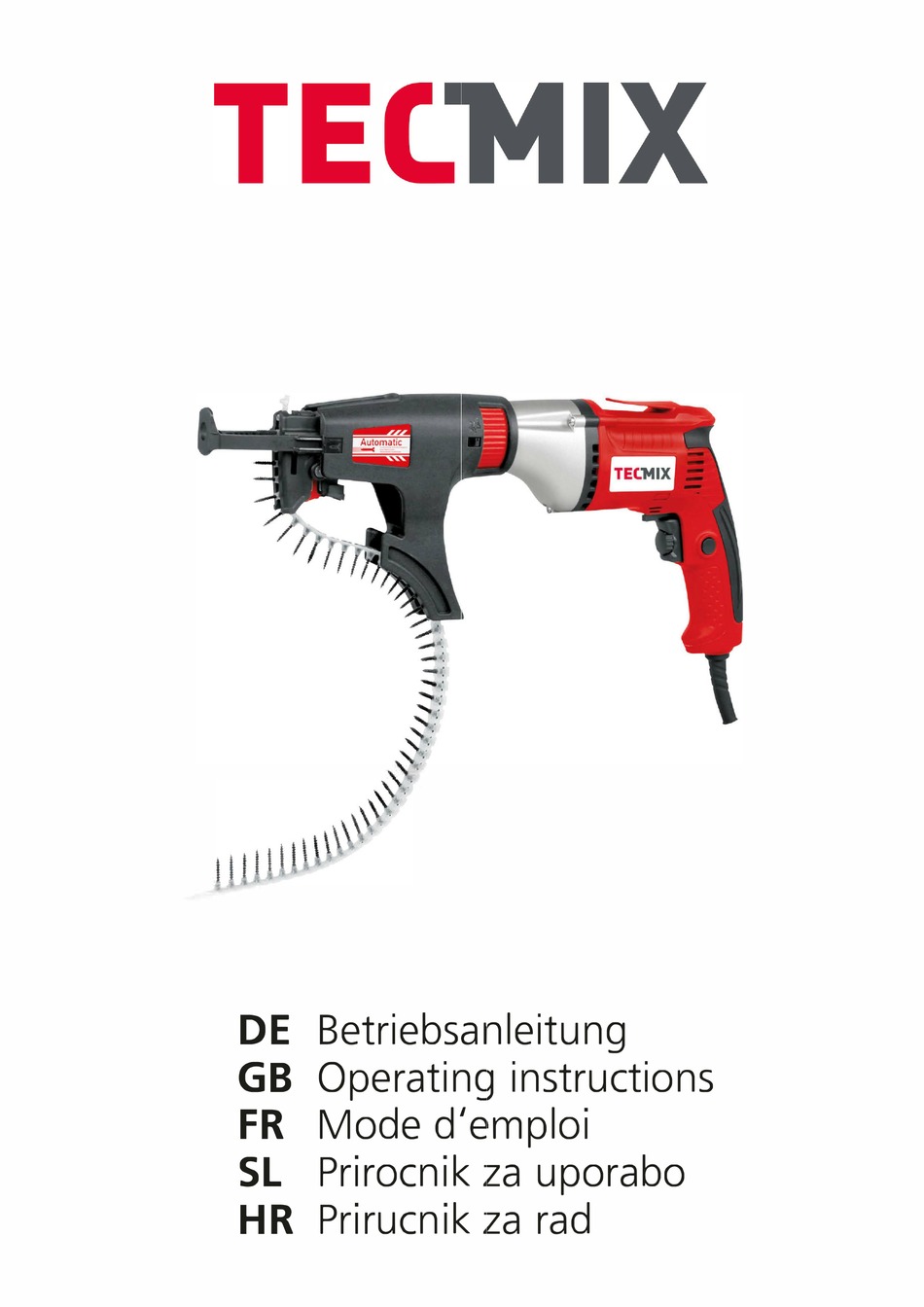 TECMIX TMXTBS 550 OPERATING INSTRUCTIONS MANUAL Pdf Download | ManualsLib