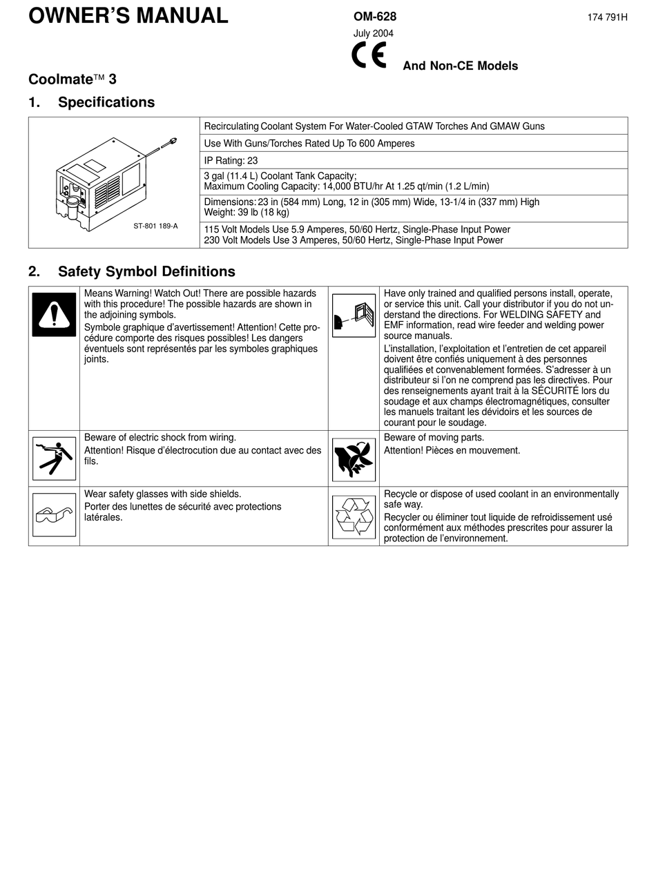 MILLER ELECTRIC COOLMATE 3 OWNER