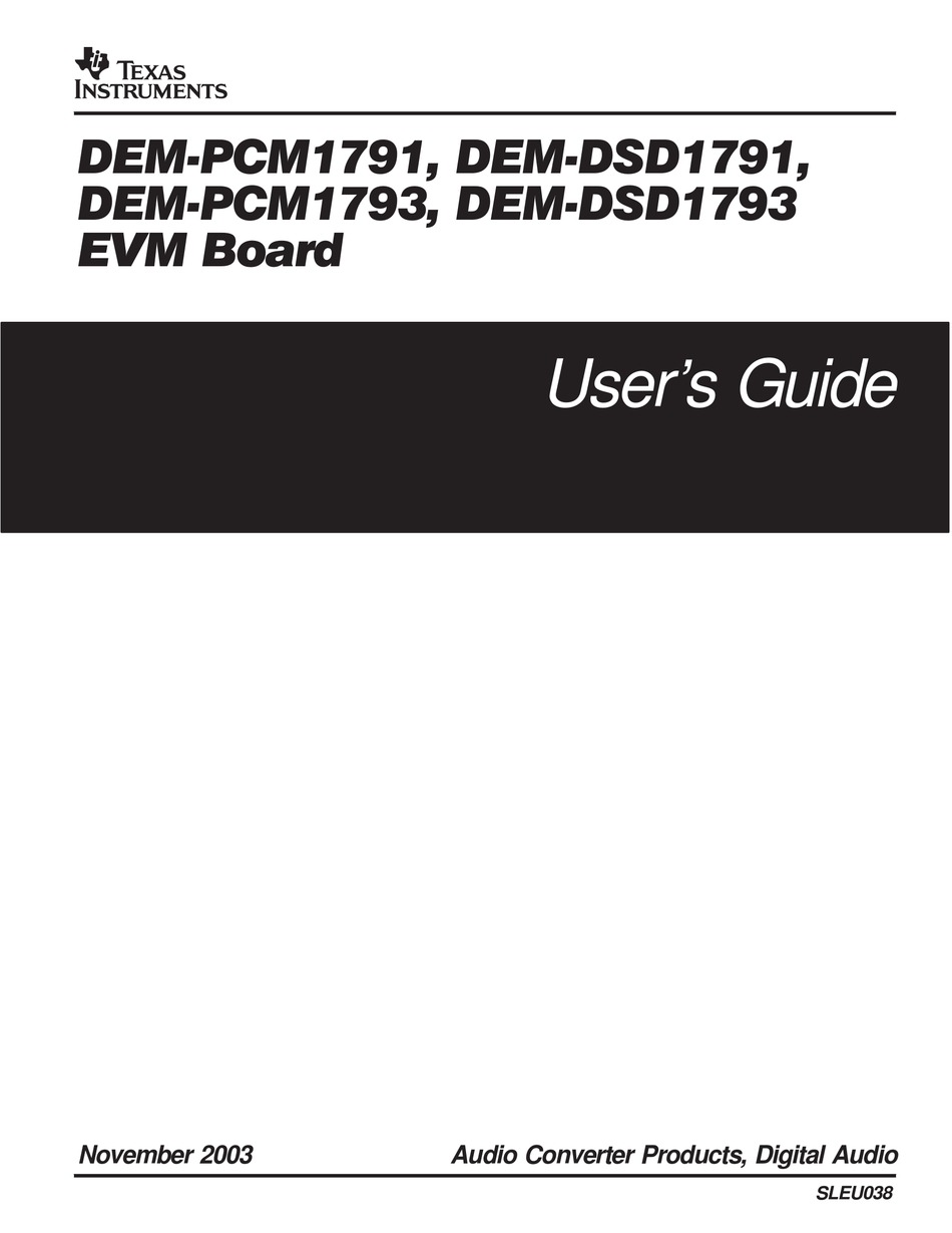 TEXAS INSTRUMENTS DEM-PCM1793 USER MANUAL Pdf Download | ManualsLib