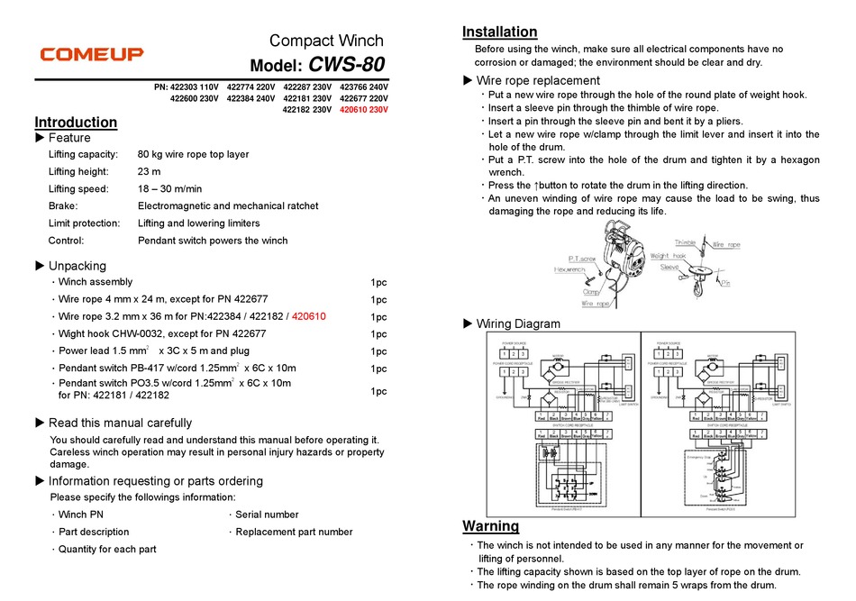 COMEUP CWS-80 QUICK START MANUAL Pdf Download | ManualsLib