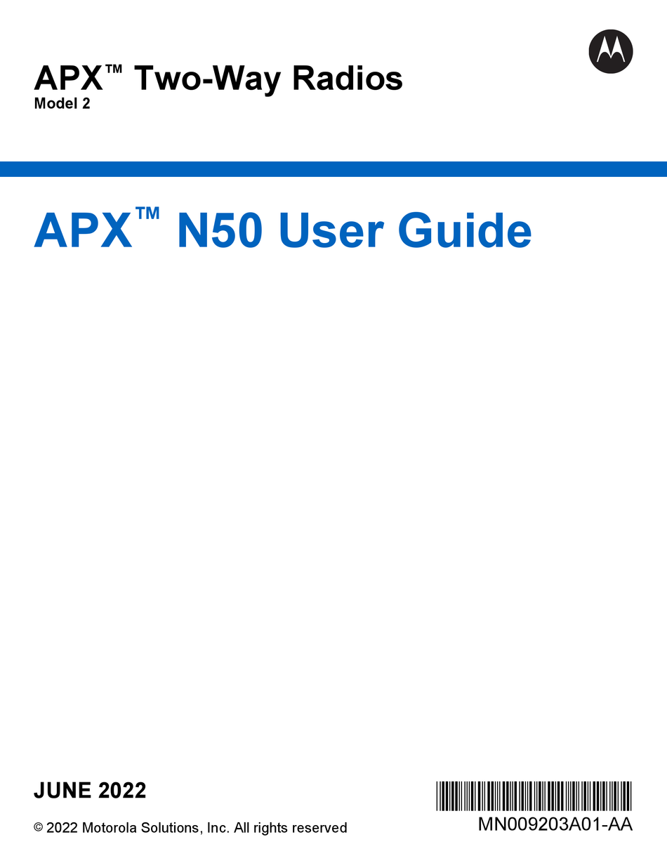 MOTOROLA APX N50 USER MANUAL Pdf Download | ManualsLib