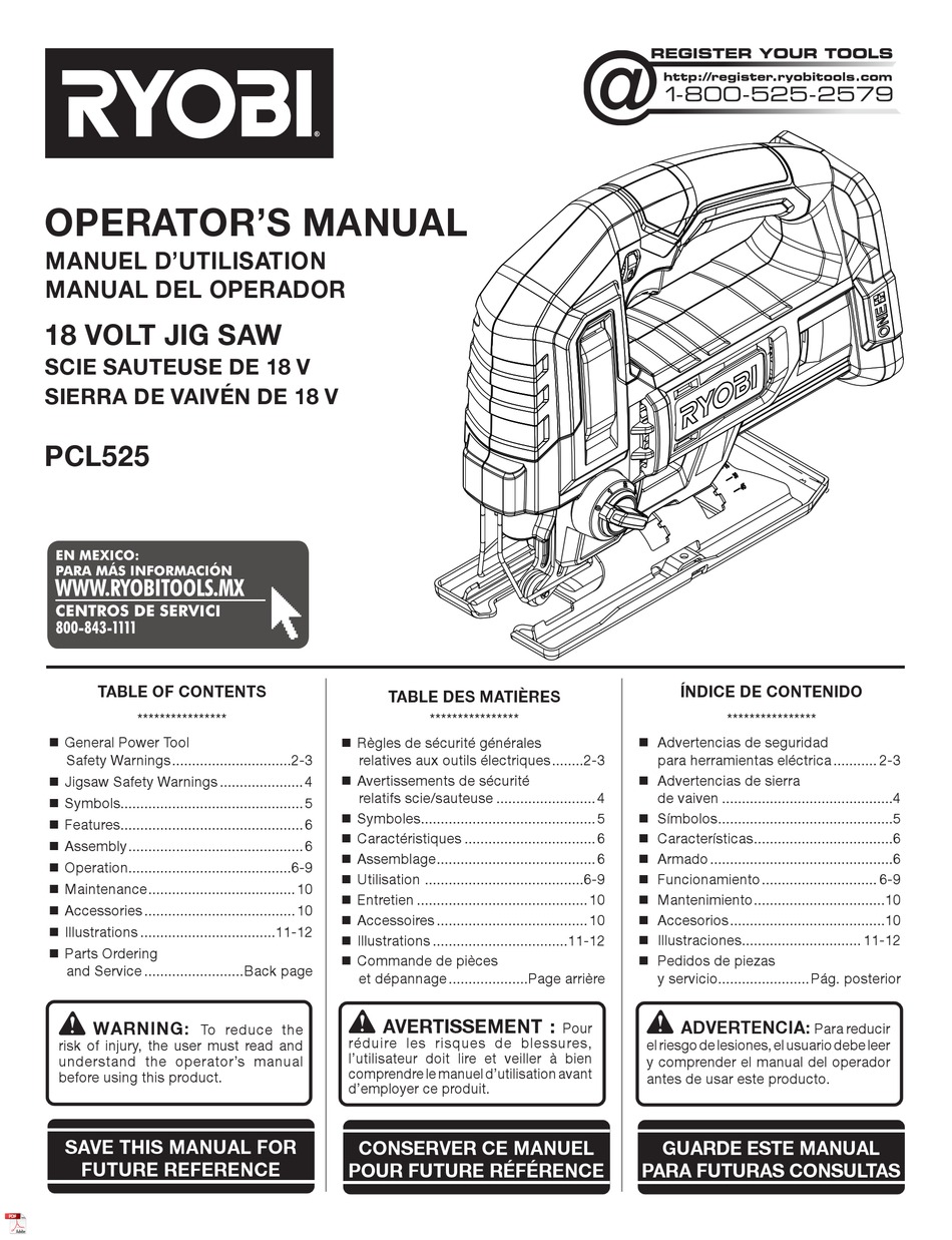 Ryobi Pcl525 Operators Manual Pdf Download Manualslib