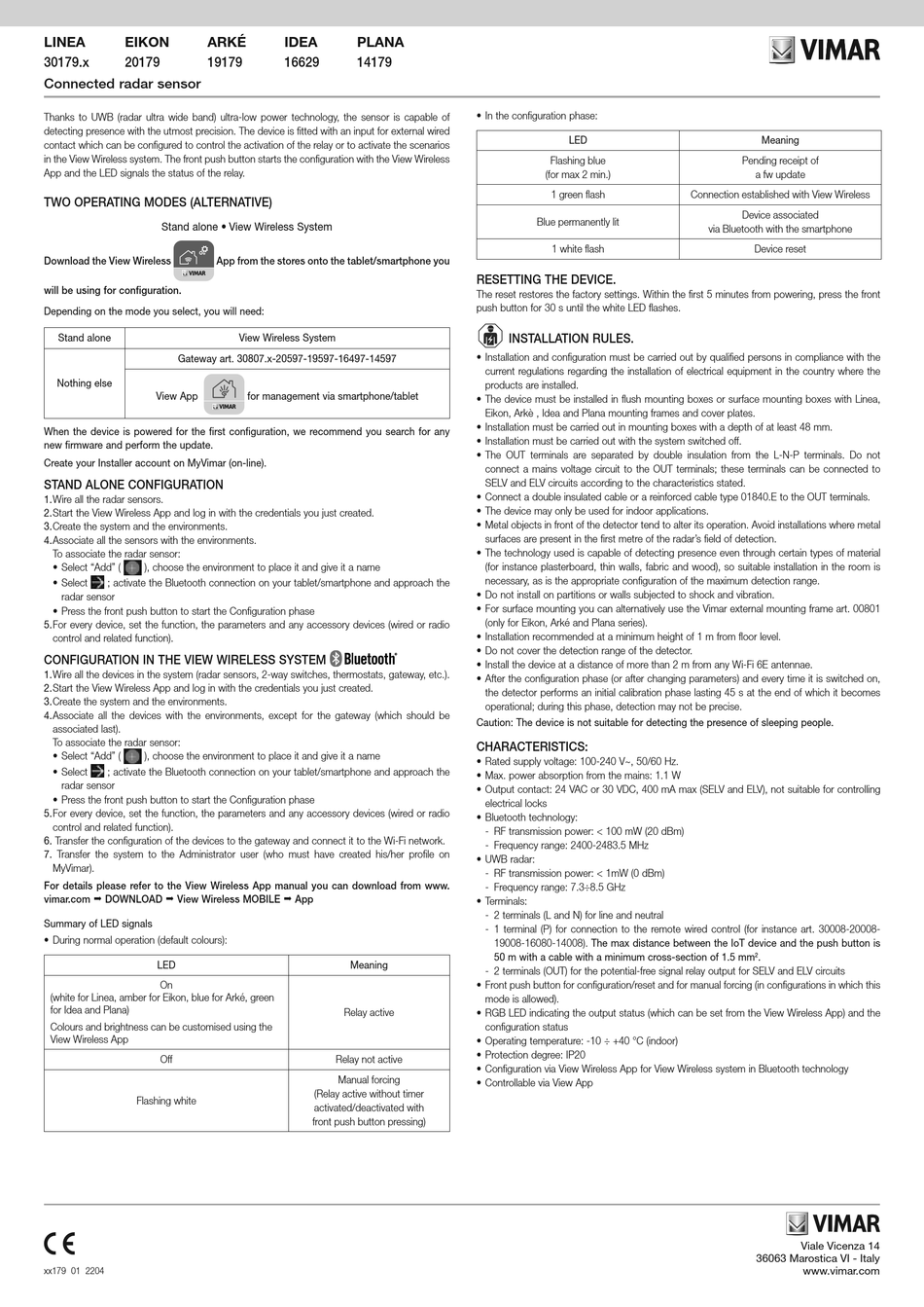 VIMAR LINEA 30179 SERIES QUICK START MANUAL Pdf Download | ManualsLib