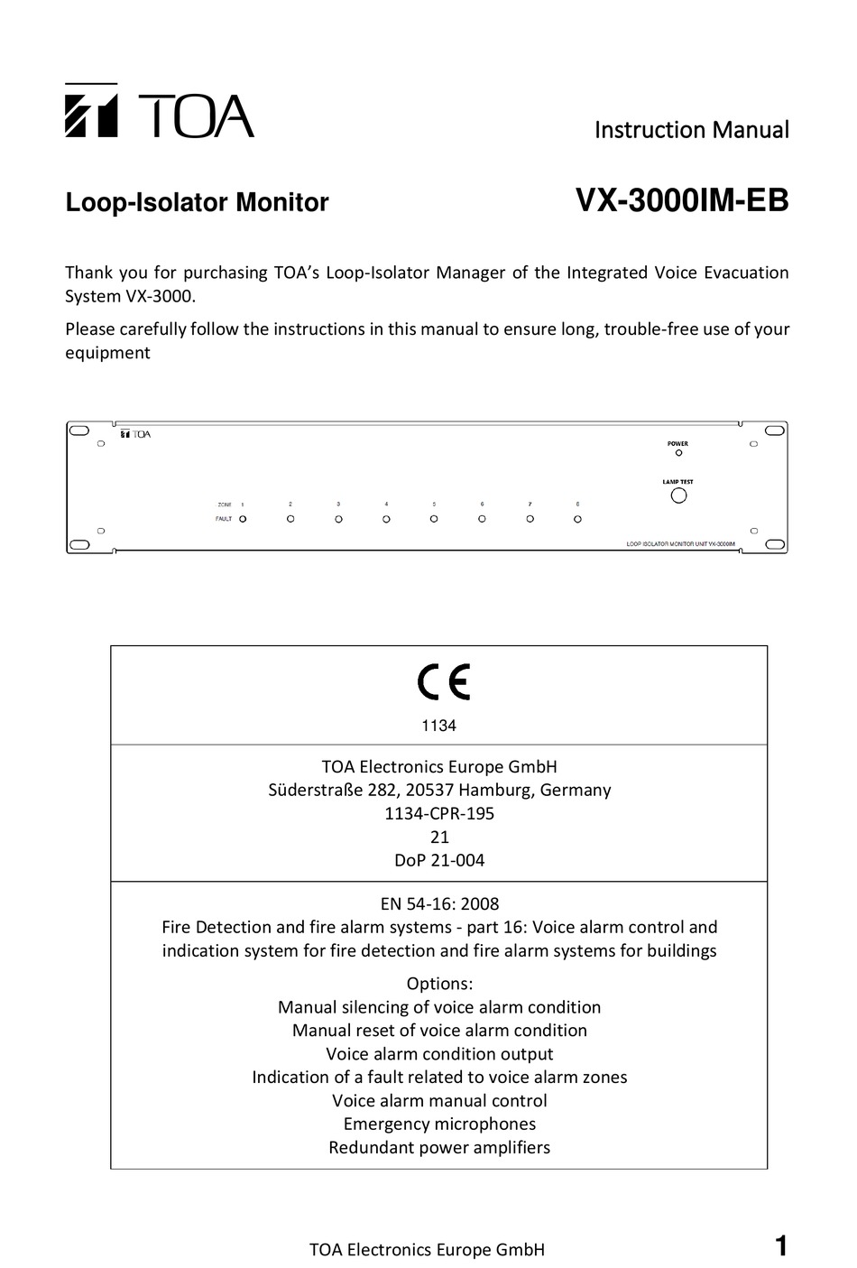 TOA VX-3000IM-EB INSTRUCTION MANUAL Pdf Download | ManualsLib