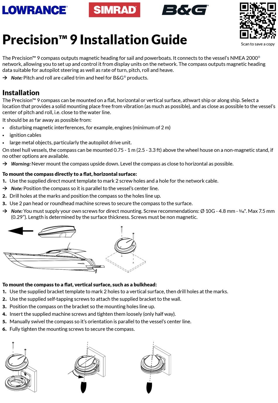 LOWRANCE SIMRAD B AND G PRECISION 9 INSTALLATION MANUAL Pdf Download