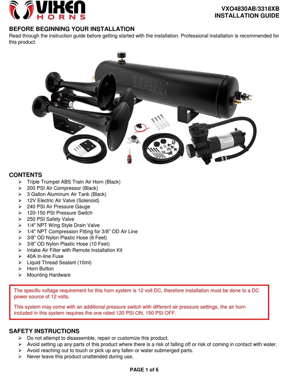 Vixen Horns Vxo Ab Xb Installation Manual Pdf Download Manualslib