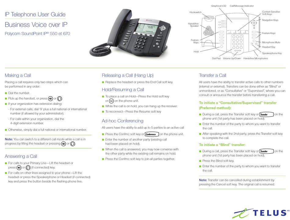 POLYCOM SOUNDPOINT IP 550 USER MANUAL Pdf Download | ManualsLib