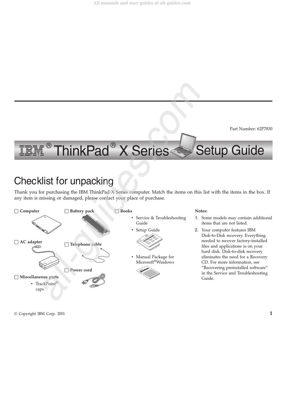 IBM THINKPAD X SERIES SETUP MANUAL Pdf Download | ManualsLib