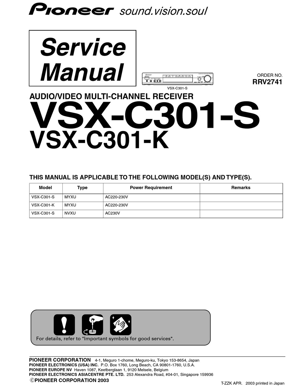 PIONEER VSX-C301-S SERVICE MANUAL Pdf Download | ManualsLib
