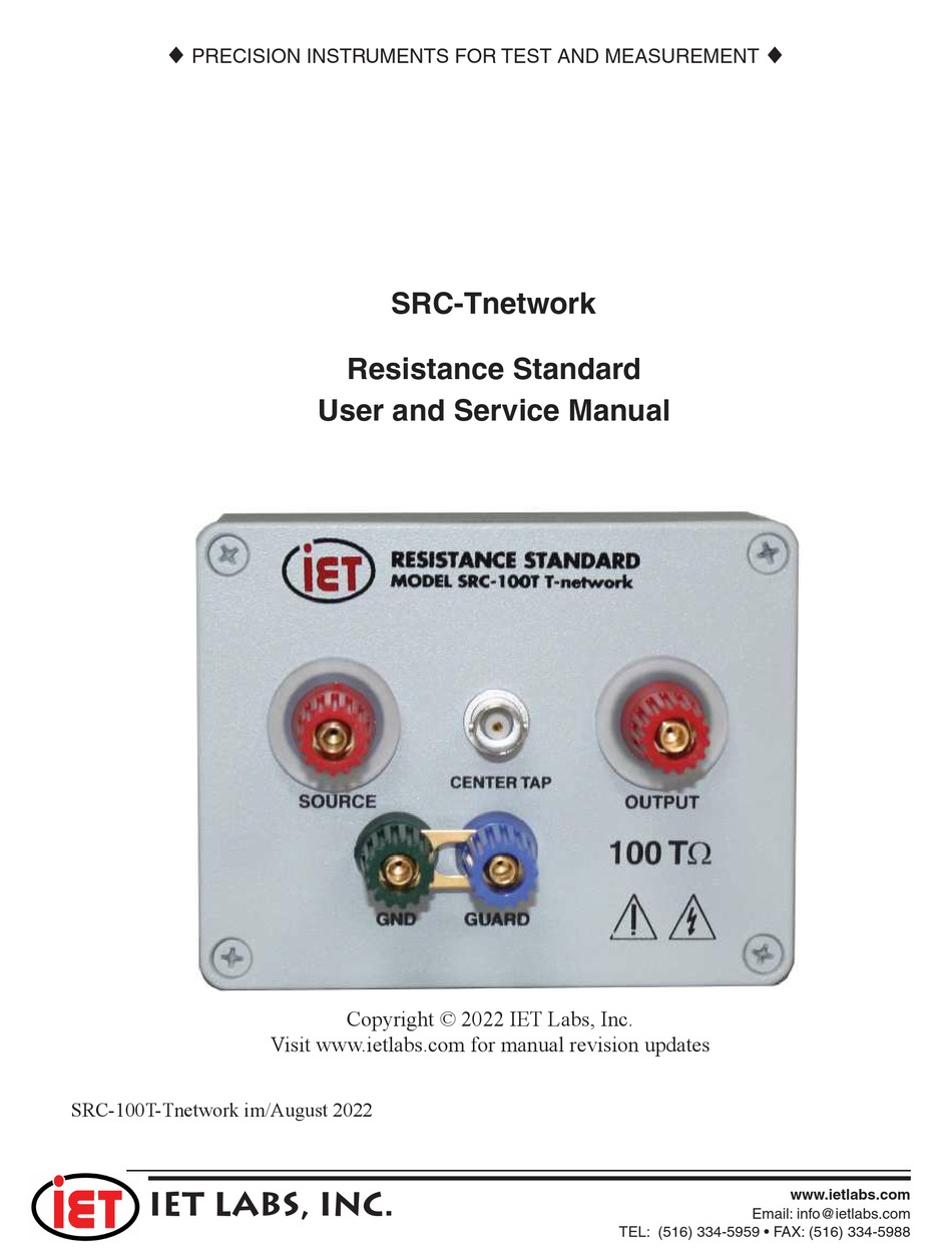 IET LABS SRC-10T-TNETWORK USER AND SERVICE MANUAL Pdf Download | ManualsLib