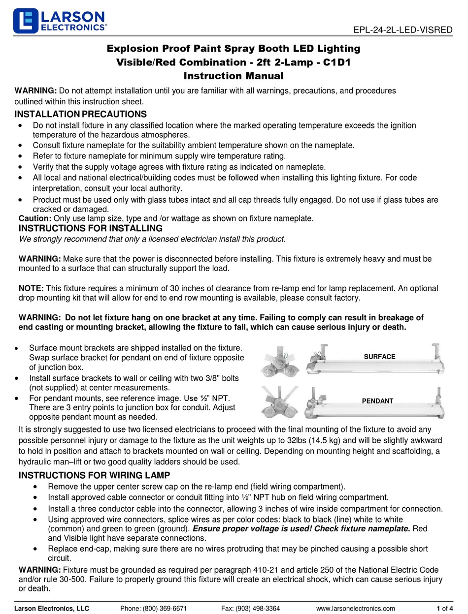 LARSON ELECTRONICS EPL-24-2L-LED-VISRED INSTRUCTION MANUAL Pdf Download ...