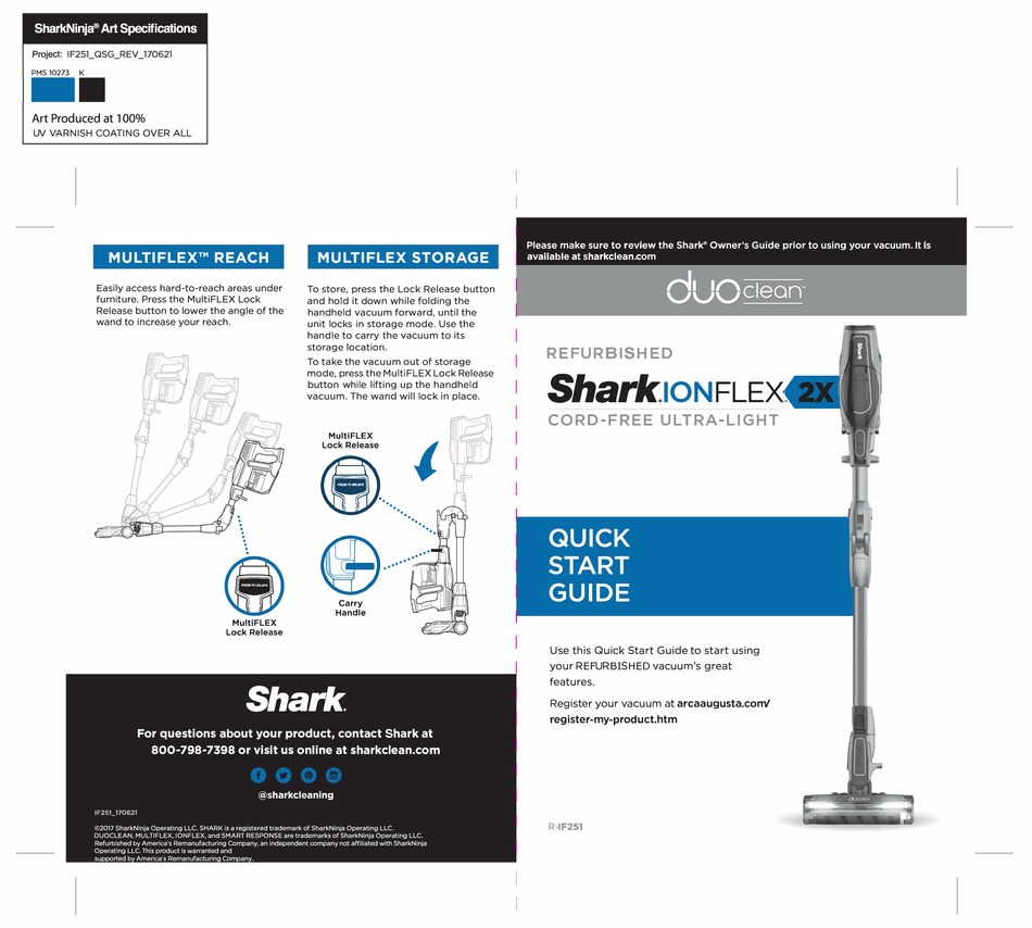 SHARK DUOCLEAN .ION FLEX 2X QUICK START MANUAL Pdf Download ManualsLib