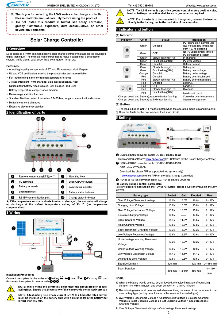 EPEVER LS-B SERIES MANUAL Pdf Download | ManualsLib