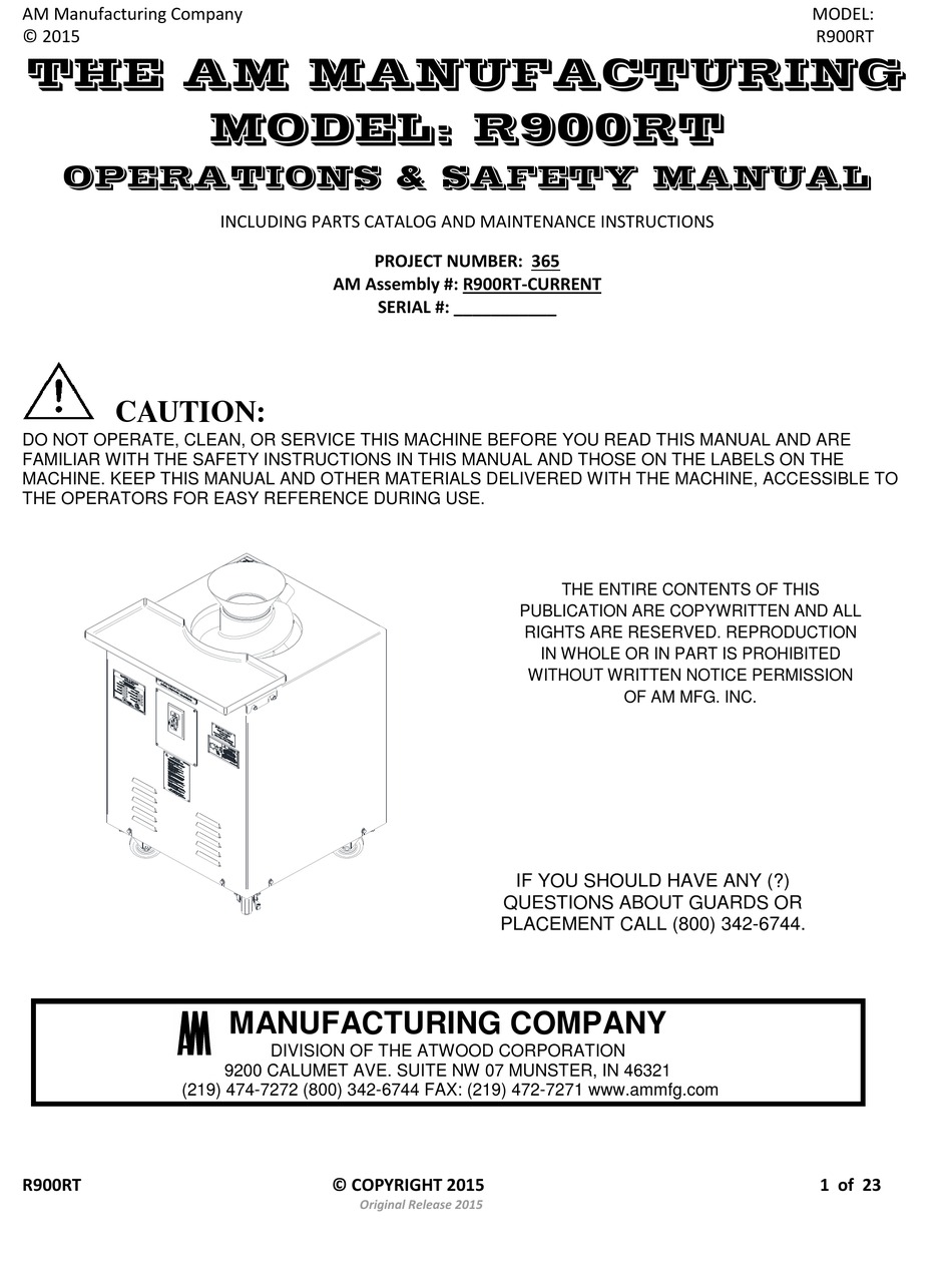 AM MANUFACTURING R900RT OPERATION & SAFETY MANUAL Pdf Download | ManualsLib