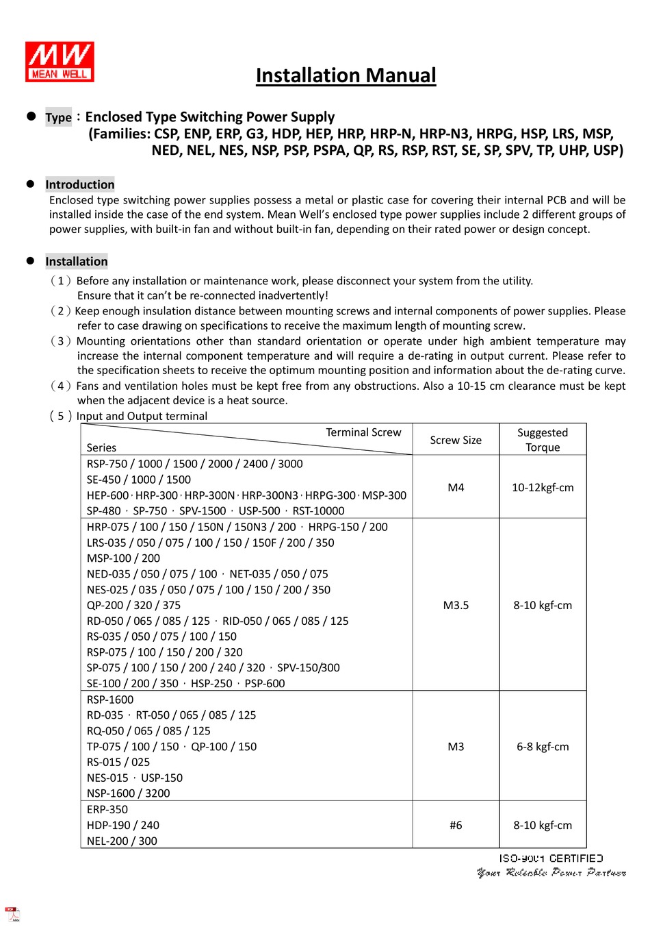 Mean Well Csp Series Installation Manual Pdf Download Manualslib