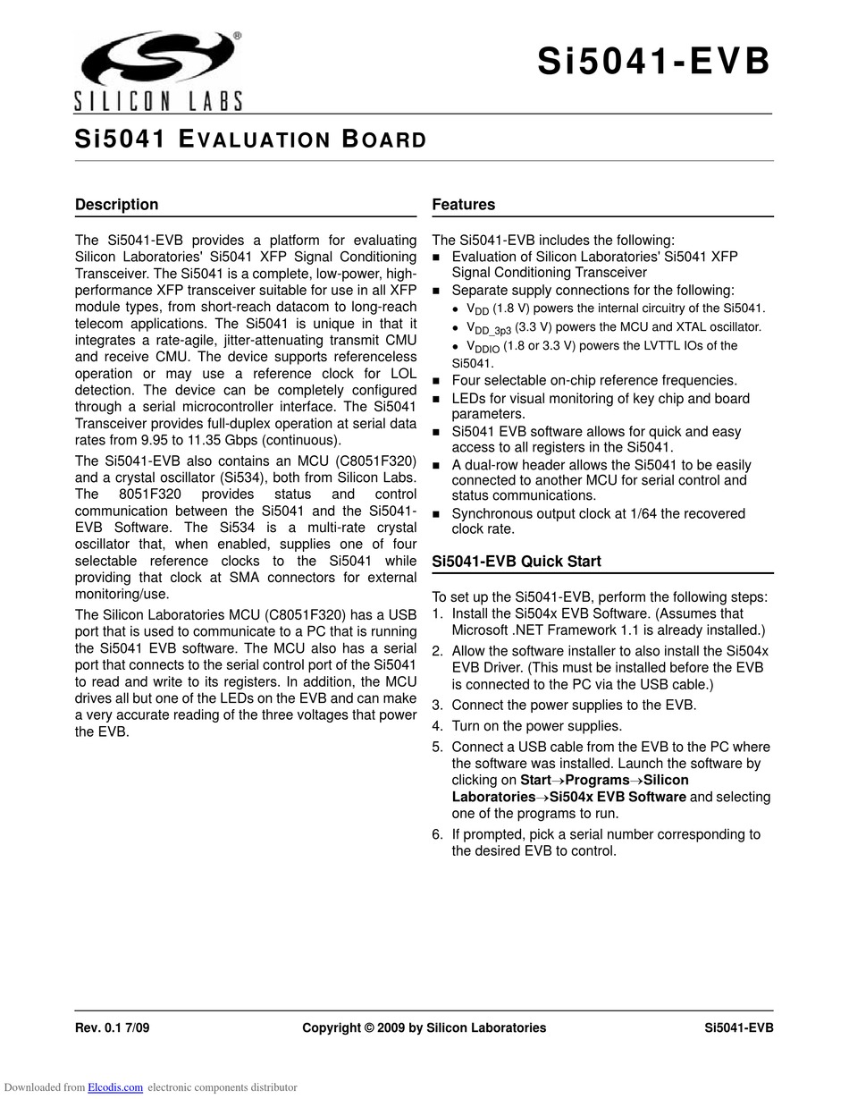 SILICON LABORATORIES SI5041-EVB MANUAL Pdf Download | ManualsLib