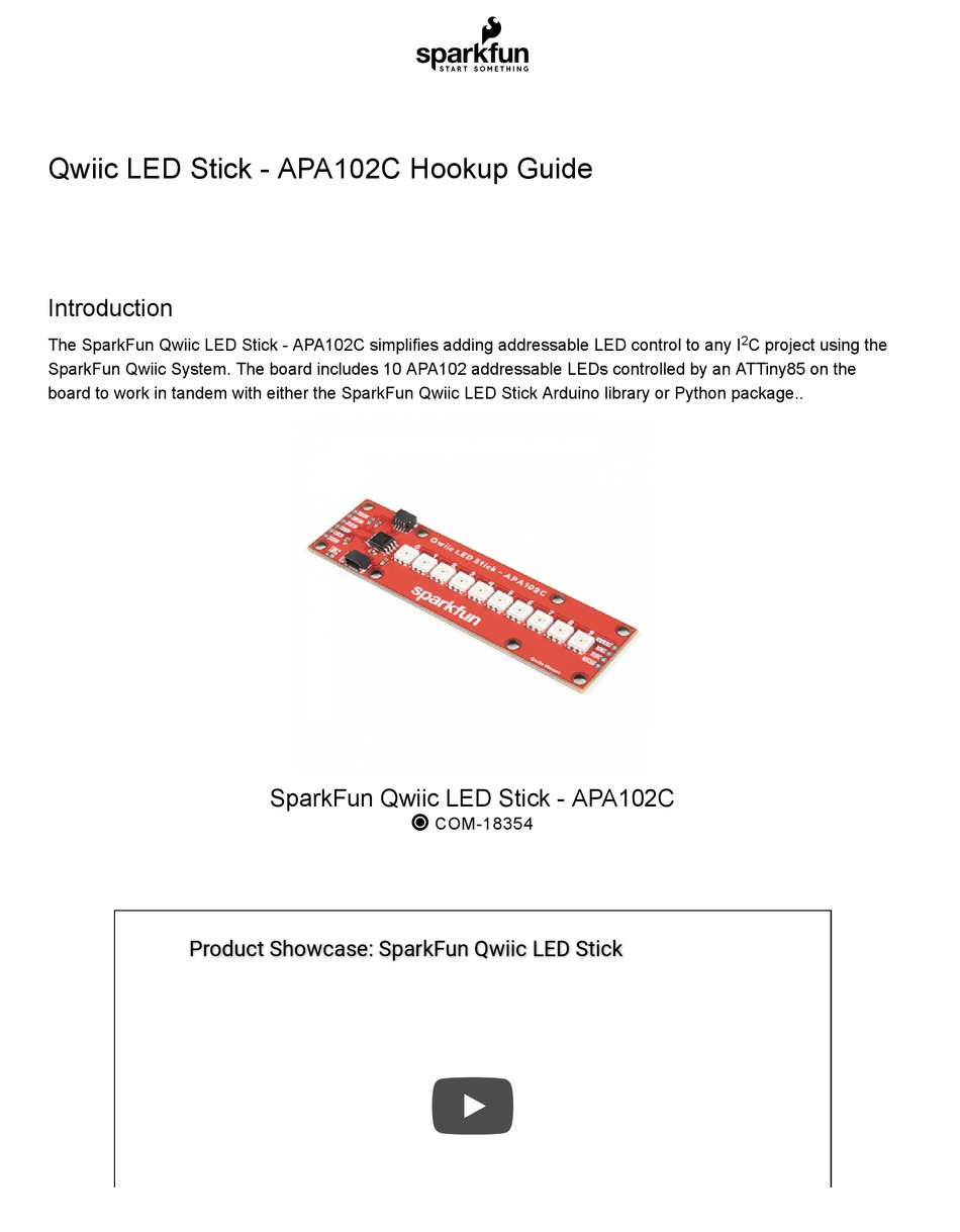 SPARKFUN QWIIC APA102C HOOK-UP MANUAL Pdf Download | ManualsLib