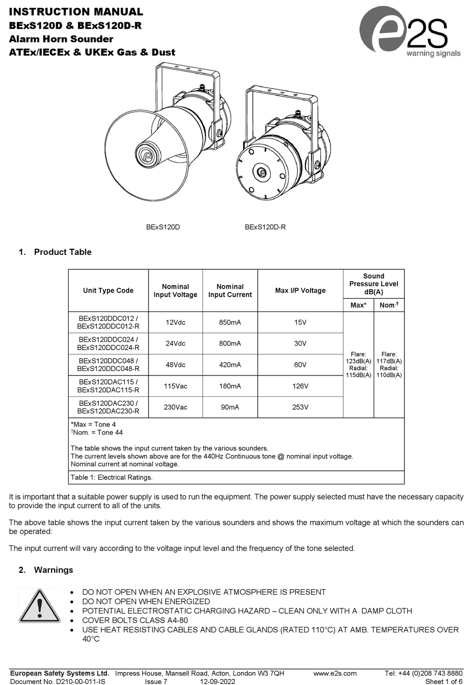 E2S BEXS120D SERIES INSTRUCTION MANUAL Pdf Download | ManualsLib