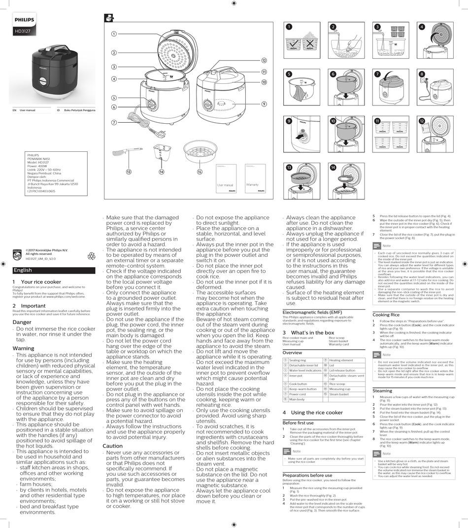 PHILIPS HD3127 USER MANUAL Pdf Download | ManualsLib