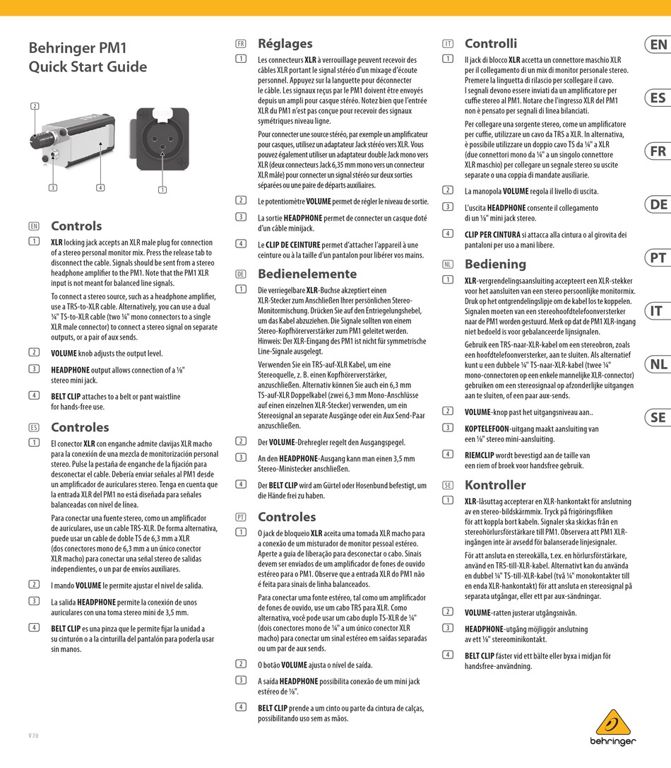 BEHRINGER PM1 QUICK START MANUAL Pdf Download | ManualsLib